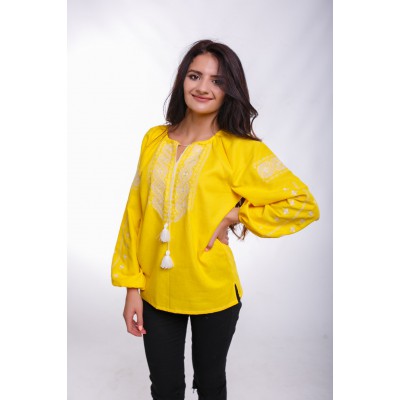 Embroidered Blouse "Happy Moments" yellow